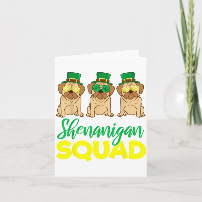 Carte Pug Squad Funny Lucky St Patricks Day 2020 Team Gr (Devant)