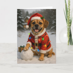 Carte Puggle Christmas Card