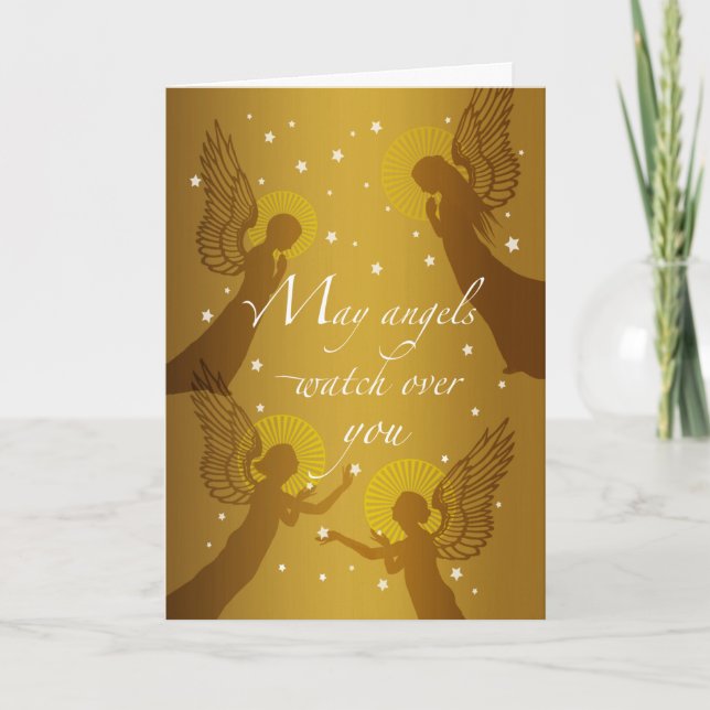 Carte Puissent les Anges vous surveiller pour un ami (Devant)