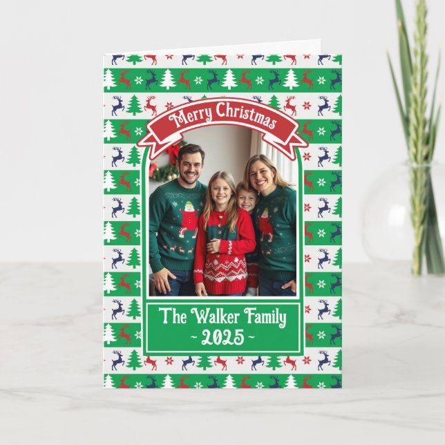 Carte Pull de Noël laid pour photo de famille  (Devant)