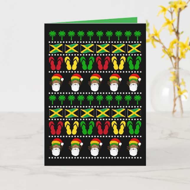 Carte Pull jamaïcain laid de Noël Rasta (Fleur jaune)