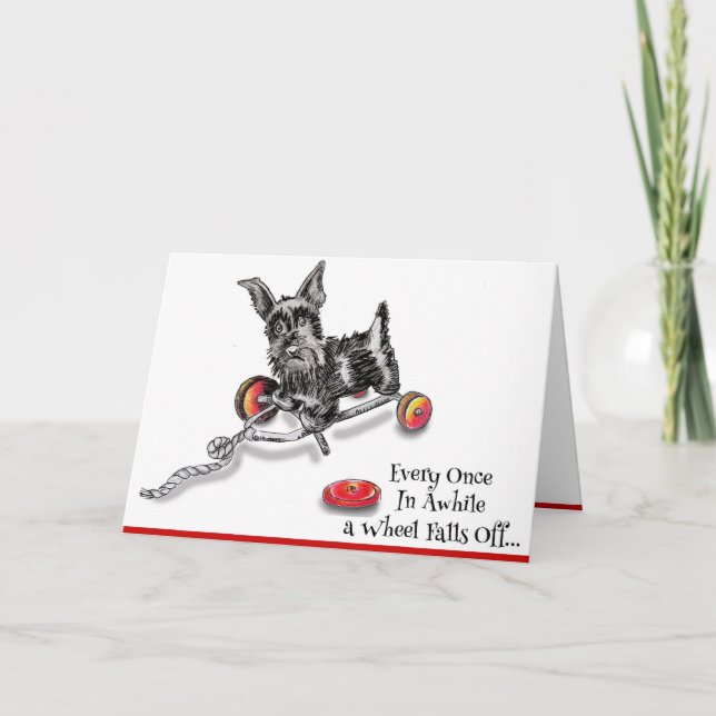Carte Pull Toy Scottish Terrier Get Well Card (Devant)