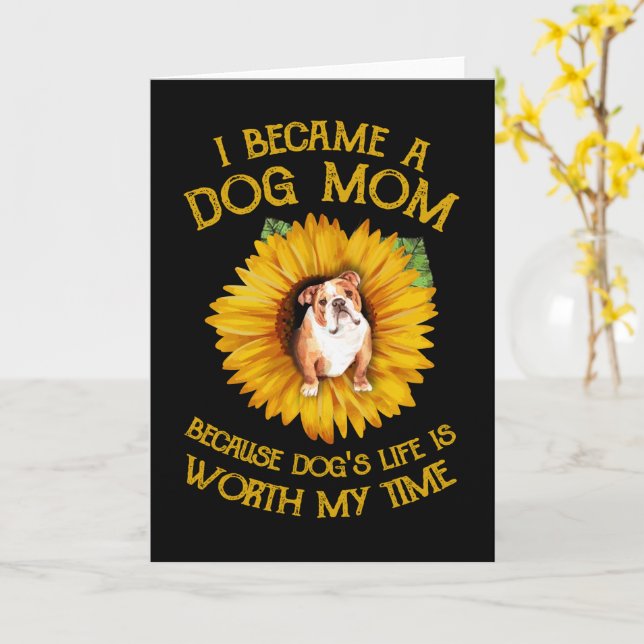 Carte Pulldog à l'intérieur Tournesol Un cadeau de la vi (Fleur jaune)