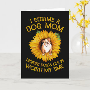 Carte Pulldog à l'intérieur Tournesol Un cadeau de la vi