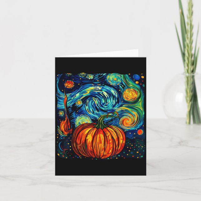 Carte Pumpkin Halloween Starry Night Van Gogh Thanksgivi (Devant)