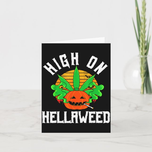 Carte Pumpkin Smoking Weed Costume Retro Funny Halloween (Devant)