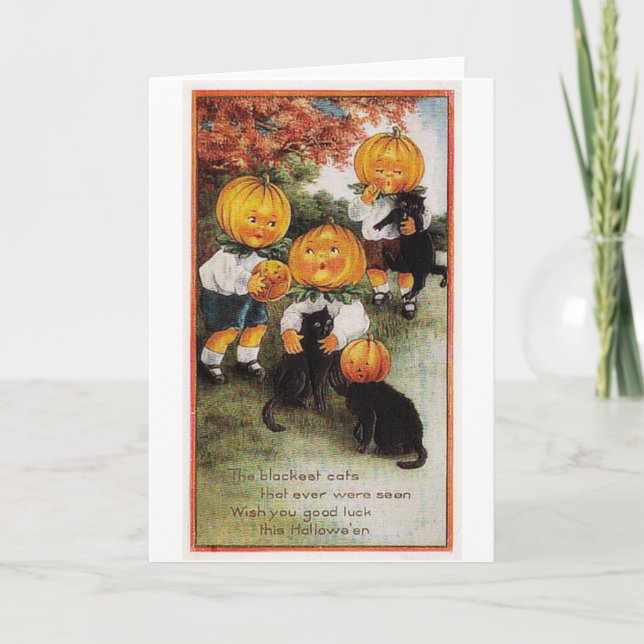 Carte Pumpkins and Cats Vintage Halloween (Devant)