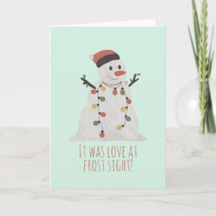 Carte Pun de bonhomme de neige de Noël : Coup de foudre