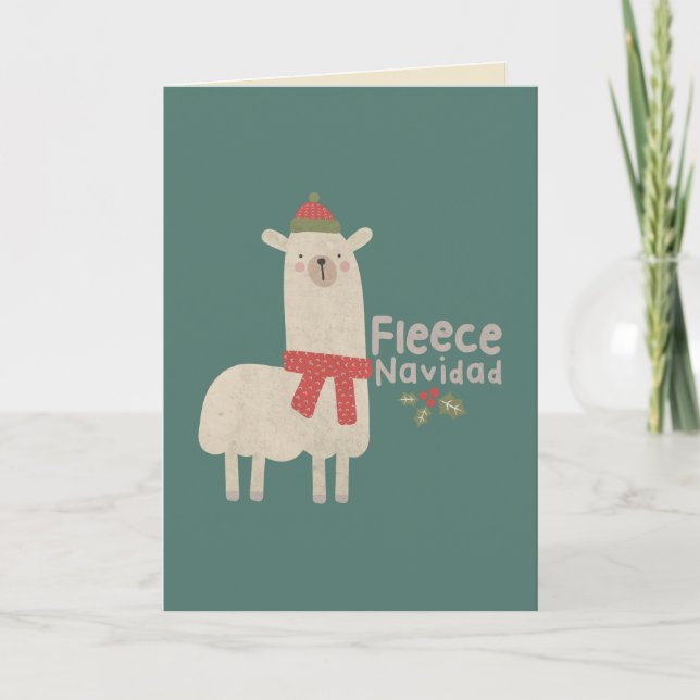 Carte Pun de Noël Lama : Fleece Navidad (Devant)