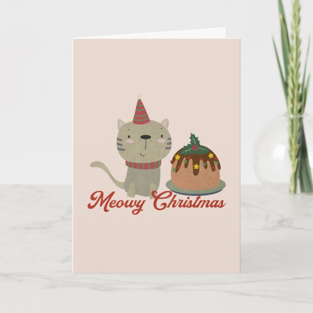 Carte Pun de Noël pour chat : Joyeux Noël miaou (Devant)