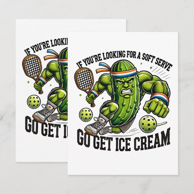 Carte Pun drôle pour amateur de Pickleball avec un pickl (Devant / Derrière)