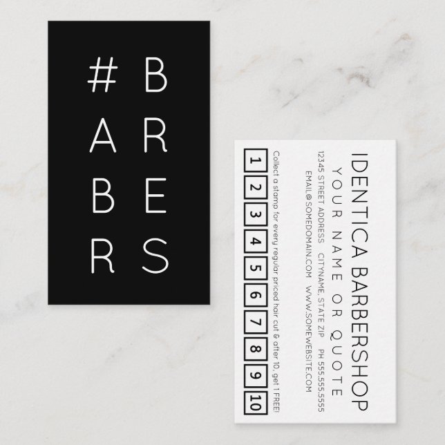 Carte punch #BARBERS hashtag loyalty (Devant / Derrière)