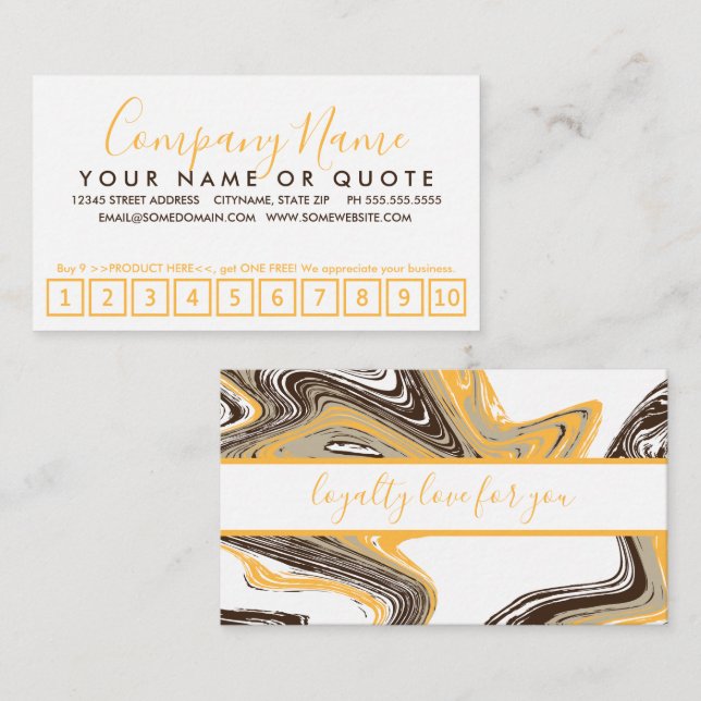 carte punch de fidélité avec coups d'orange et de  (Devant / Derrière)