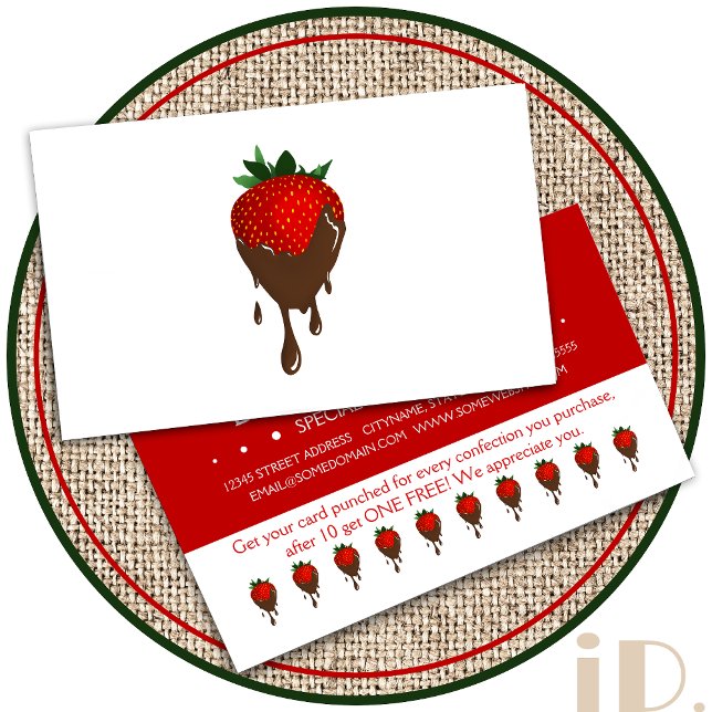 carte punch fidélité aux fraises chocolat (Créateur téléchargé)