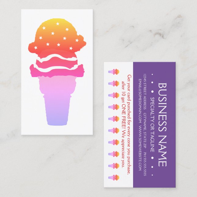 carte punch fidélité crème glacée étoiles et raype (Devant / Derrière)