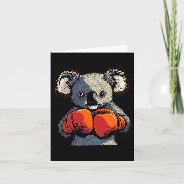 Carte Punch Knockout D'Un Ours Koala En Boxe Avec Gant (Devant)