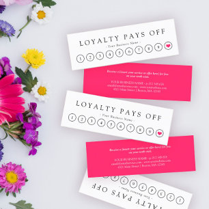 Carte Punch minimaliste noir rose blanc fidélité