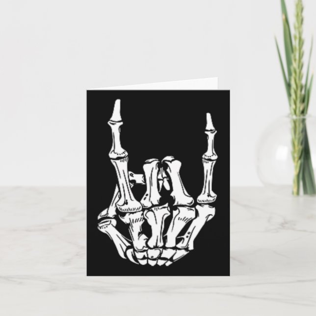 Carte Punk Rock Skeleton Cool Rocker Halloween Hommes Fe (Devant)