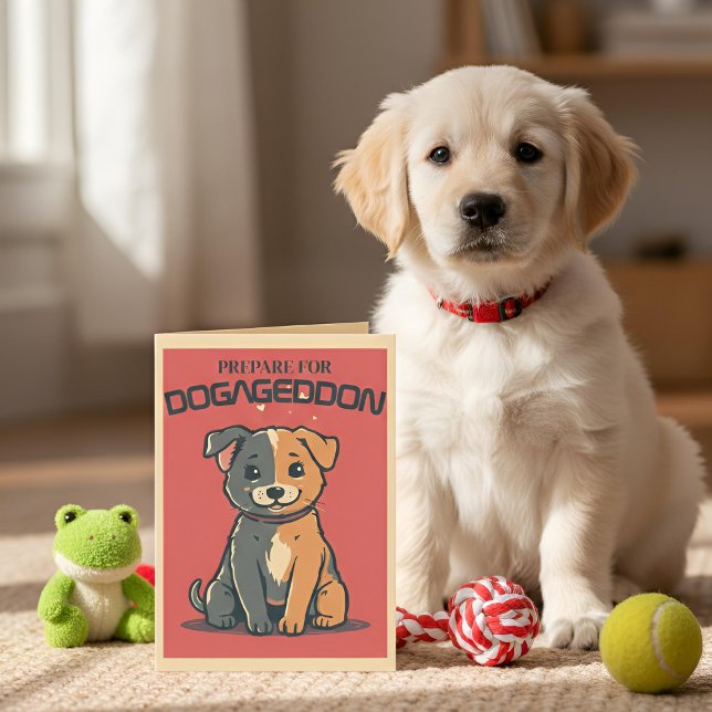 Carte Punny Pet | Préparez-vous au Chien-astrophe Nouvea (Lifestyle Shot)