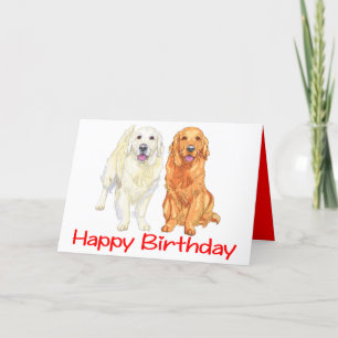 Carte Puppy Cartoon Golden Retriever Chien Joyeux annive
