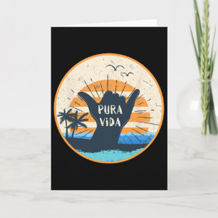 Carte Pura Vida Costa Rica Signe Shaka Surfant Surfeur G