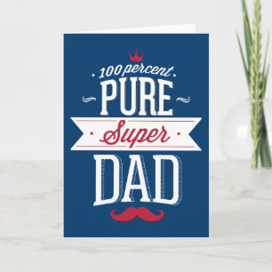 Carte Pure Super Papa Moustache Rouge et blanc