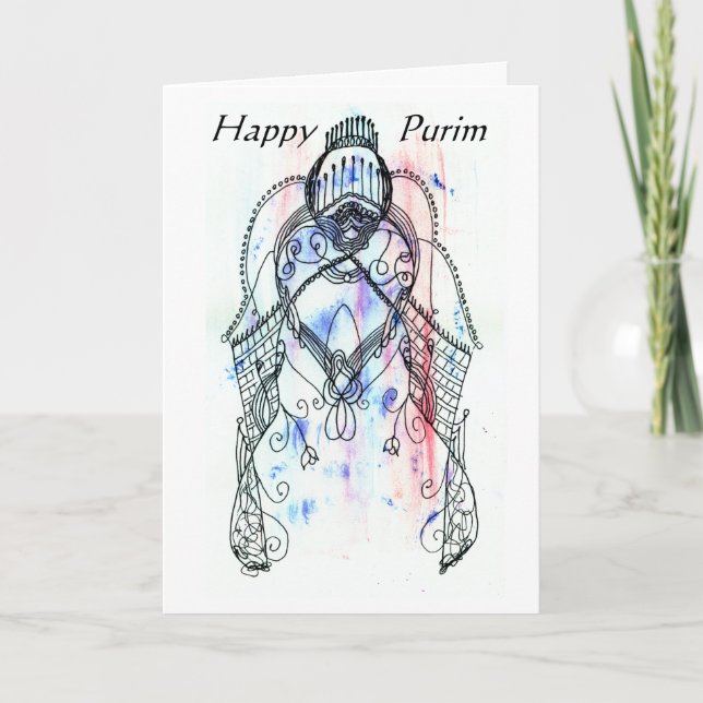 Carte Purim Féministe Vashti Fine Art Personnalisé (Devant)