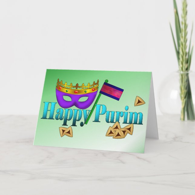 Carte Purim heureux avec le masque, le Gragger, et le (Devant)