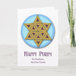 Carte Purim pour ami Hamantaschen Magen David