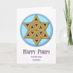 Carte Purim pour grand-père Hamantaschen Magen David