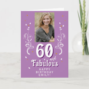 Carte Purple 60 & Fabulous Foliage 60th Birthday Photo