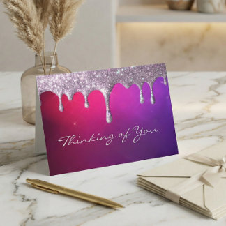 Carte purple and pink glitter drip Sympathy Card
