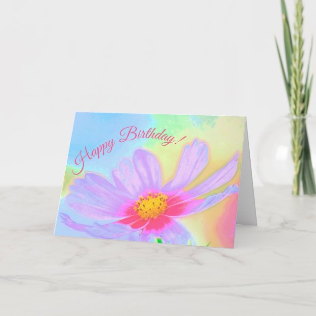 Carte Purple Aster Flower Joyeux Anniversaire (Devant)