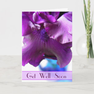 Carte Purple Bearded Iris Get Well Soon Card