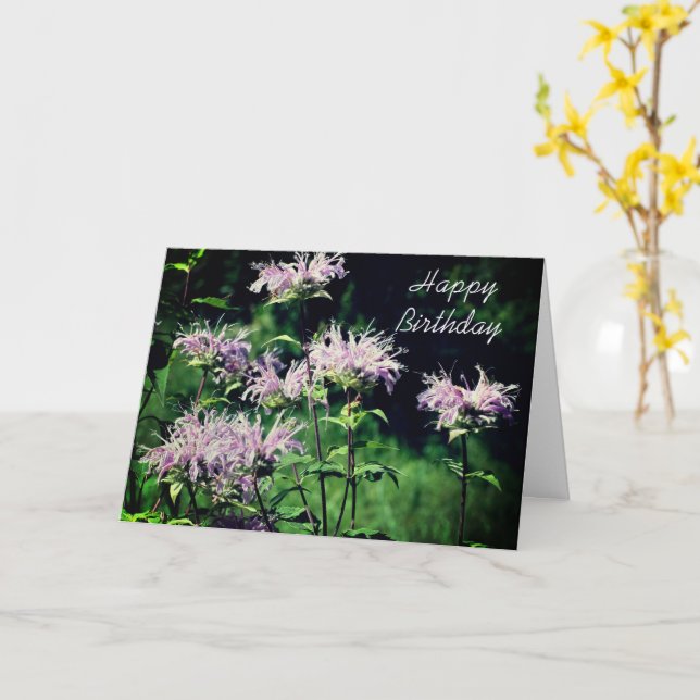 Carte Purple Bee Balm Flower Personnalisable Anniversair (Fleur jaune)