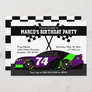 Carte Purple Black Green Race Voiture Anniversaire