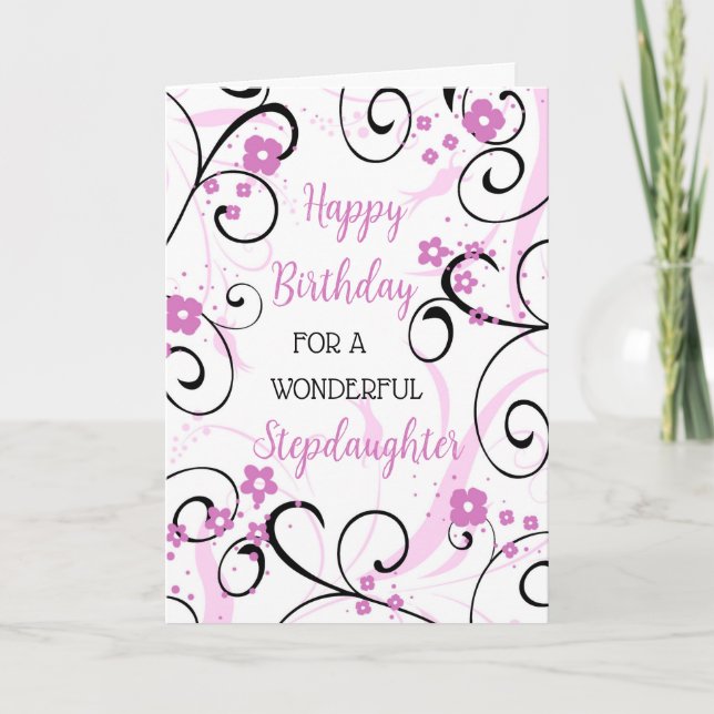Carte Purple Black Swirls Stepgirl Anniversaire (Devant)