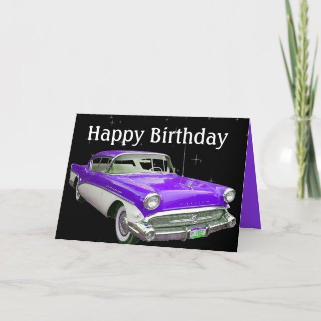 Carte Purple Classic Muscle Voiture Anniversaire Bash (Devant)