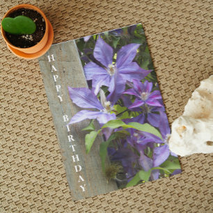 Carte Purple Clematis Floral Anniversaire