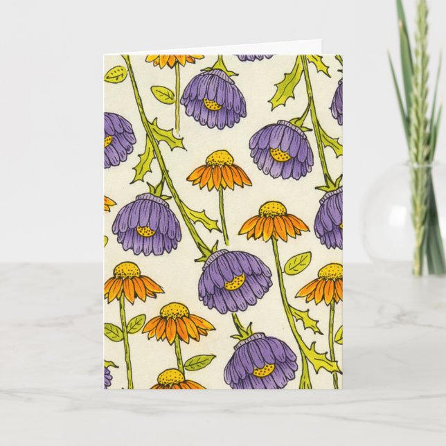 Carte Purple Coneflower Pattern Blank (Devant)