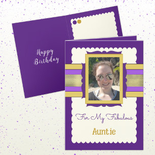 Carte Purple et or ajouter photo tante anniversaire