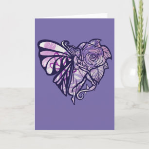 Carte Purple Fairy Garden Rose Fées Jardinage Coeur