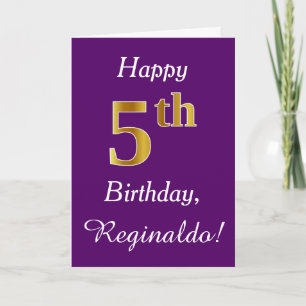 Carte Purple, Faux Gold 5e anniversaire + Nom personnali