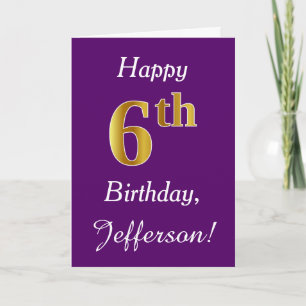 Carte Purple, Faux Gold 6e anniversaire + Nom personnali