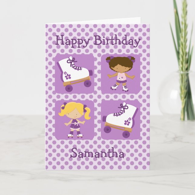 Carte Purple Four Carré Rollerskate Anniversaire (Devant)