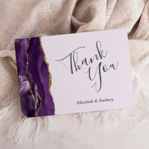 Carte Purple Gold Agate Lavender Mariage plat Merci