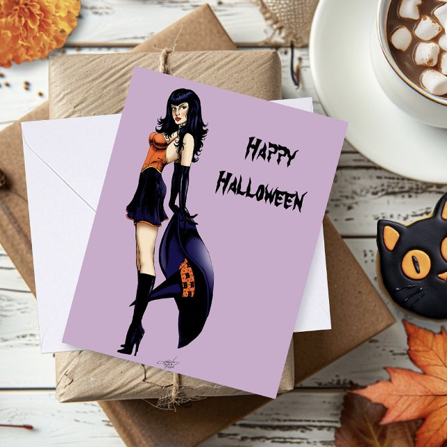 Carte Purple Halloween jolie sorcière (Créateur téléchargé)