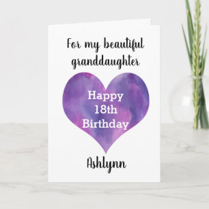 Carte Purple Heart 18e anniversaire petite-fille