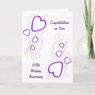 Carte Purple Heart Personnalisé 65e anniversaire de Mari
