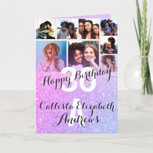 Carte Purple Lilac Parties scintillant photo Collage Joy